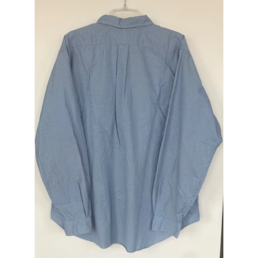 Ralph Lauren Classic Fit Blue Check Button Down Shirt Mens XXL 18 Long Sleeve